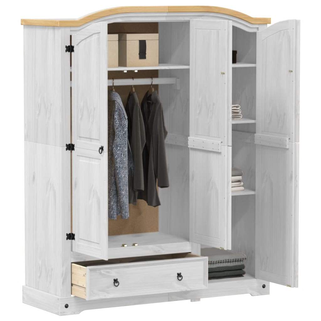Garderobe Corona hvit 151,5x52x186 cm heltre furu vidaXL