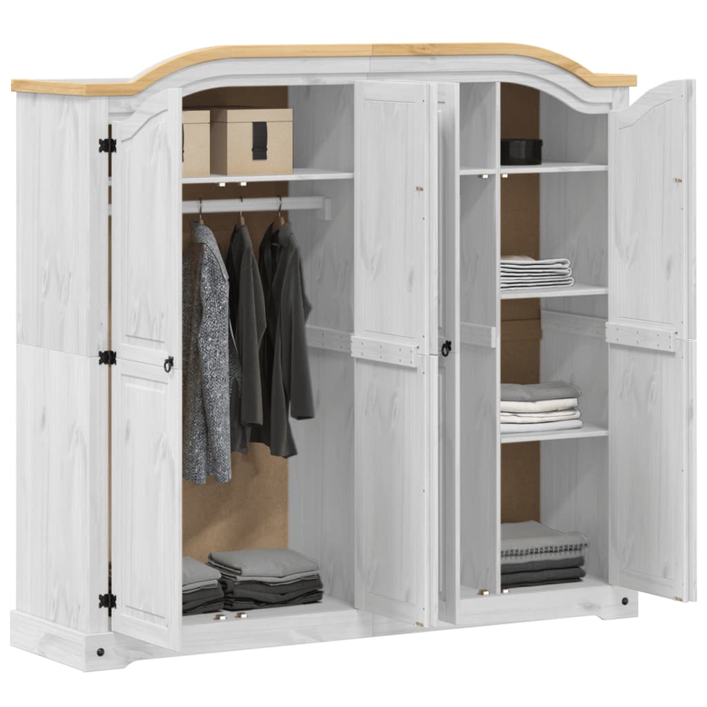 Garderobe Corona hvit 194x52x186 cm heltre furu