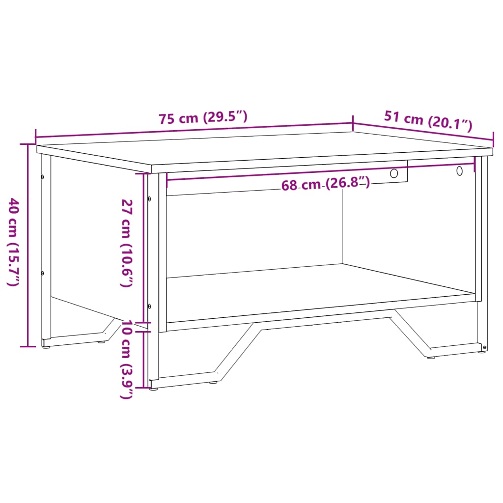 Salongbord høyglans svart 75x51x40 cm konstruert tre