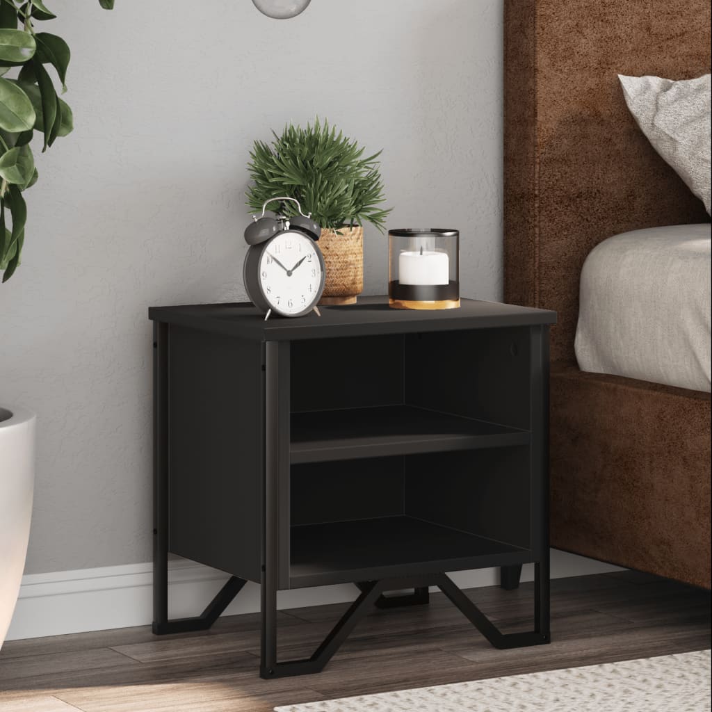 Nattbord svart 2 stk 40x30x40 cm konstruert tre