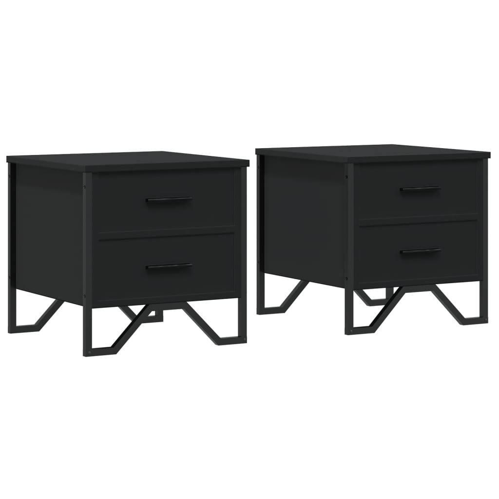 Nattbord 2 stk svart 40x41x40 cm konstruert tre