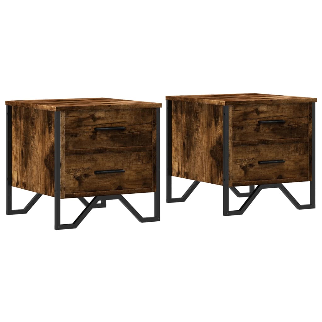 Nattbord 2 stk røkt eik 40x41x40 cm konstruert tre