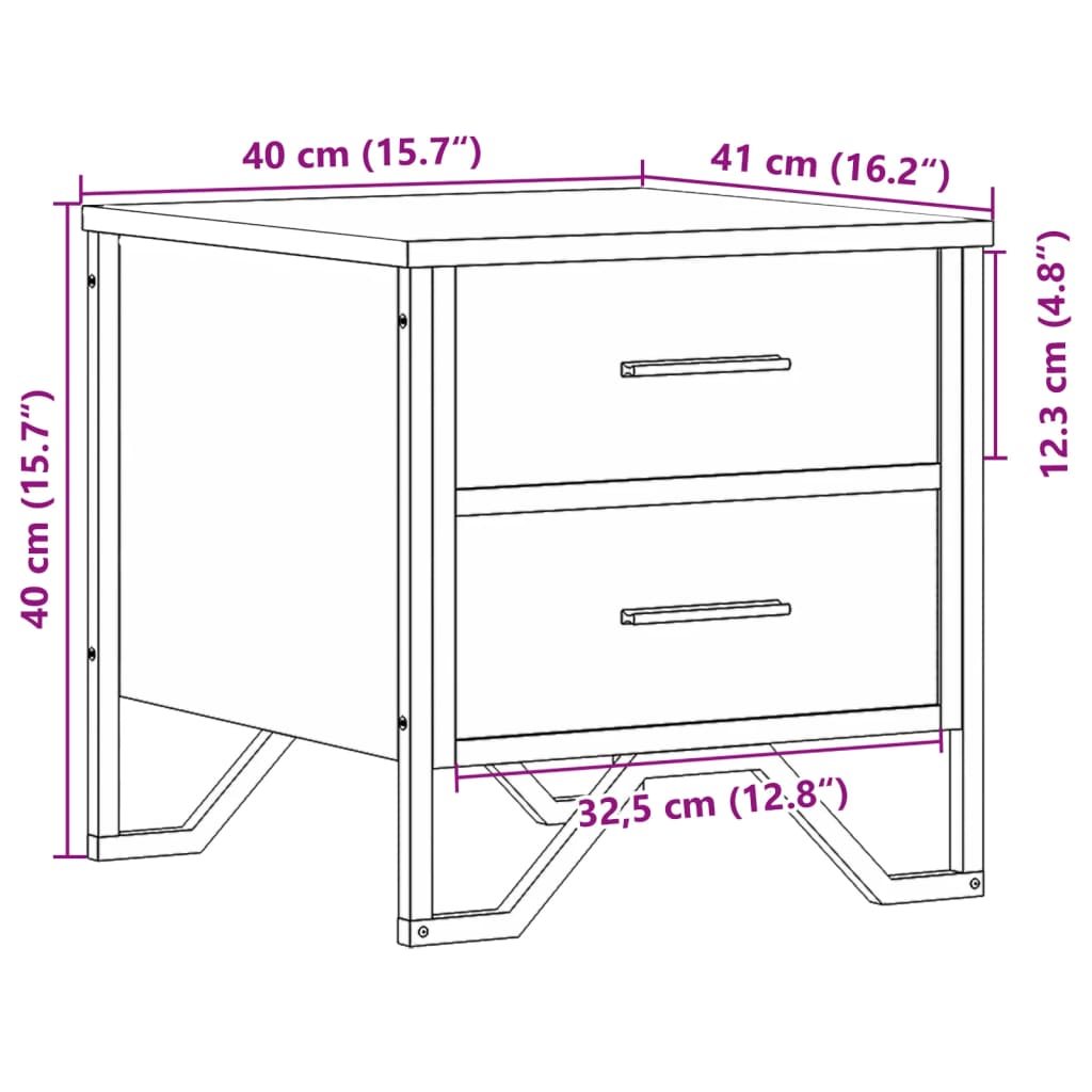 Nattbord brun eik 40x41x40 cm konstruert tre