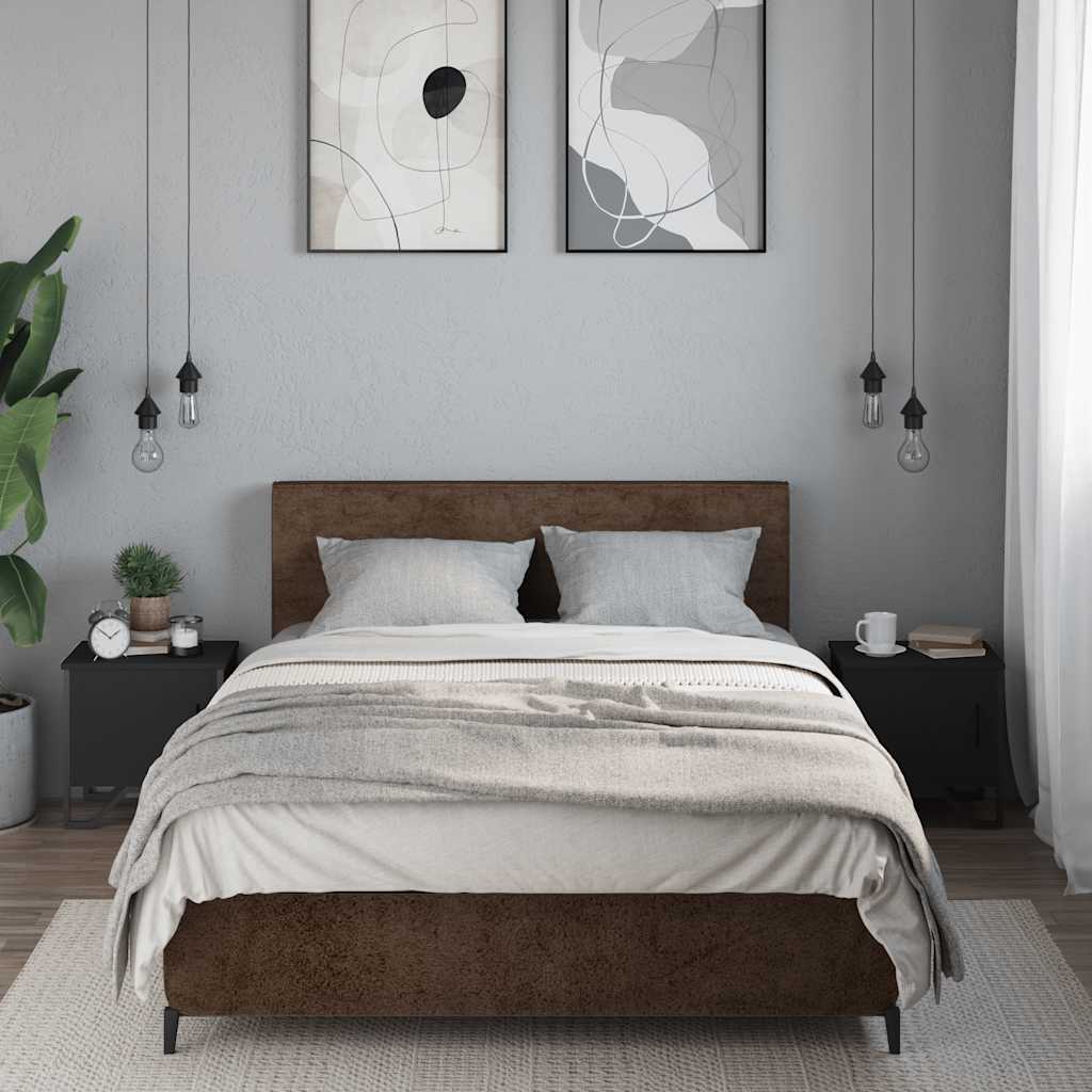 Nattbord 2 stk svart 40x30x40 cm sponplate