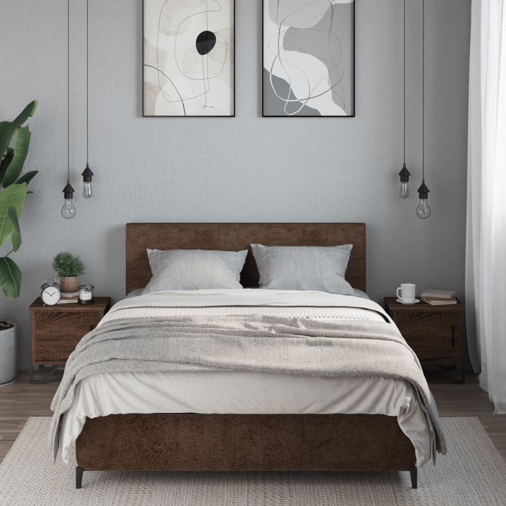 Nattbord 2 stk brun eik 40x30x40 cm sponplate