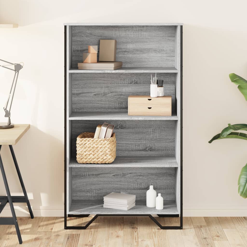 Bokhylle grå sonoma 80x31x137,5 cm konstruert tre