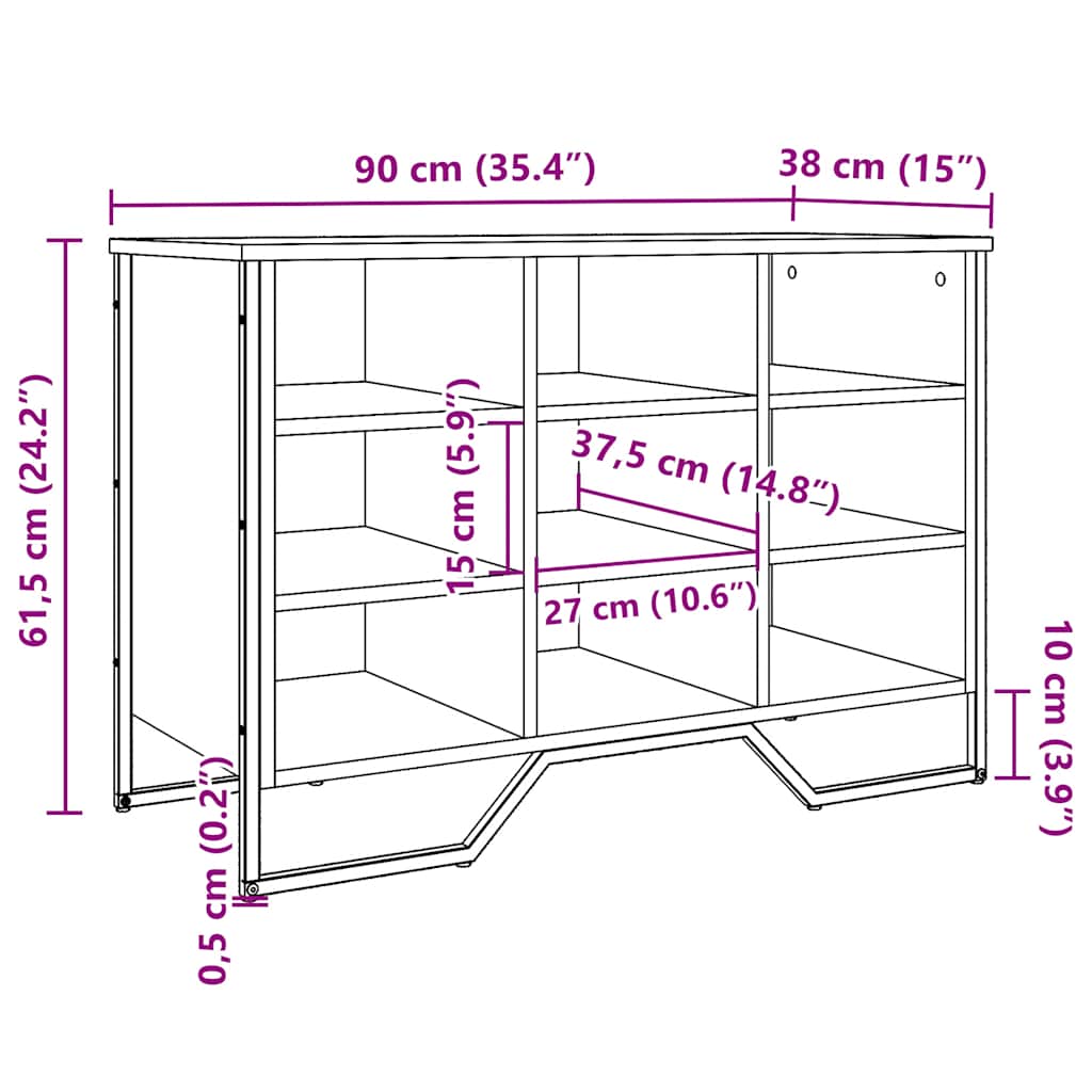Skohylle brun eik 90x38x61,5 cm konstruert tre