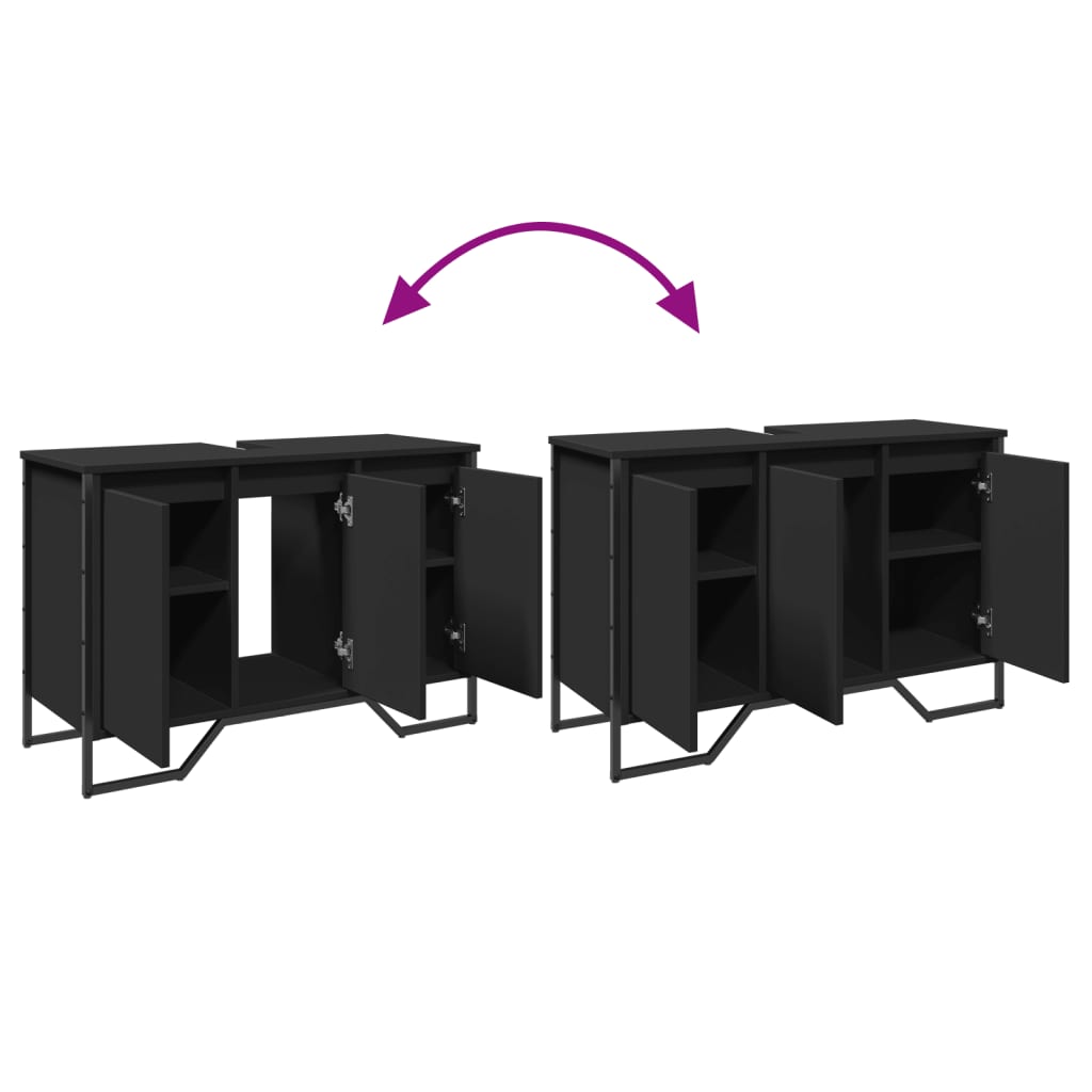 Servantskap svart 91x35x60 cm konstruert tre