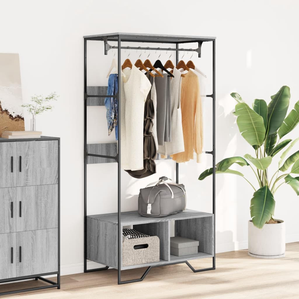 Garderobe grå sonoma 90x50x180 cm konstruert tre