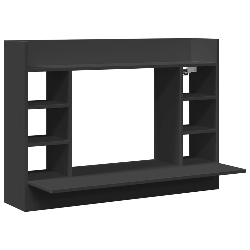 Veggmontert skrivebord svart 105x48x75 cm konstruert tre