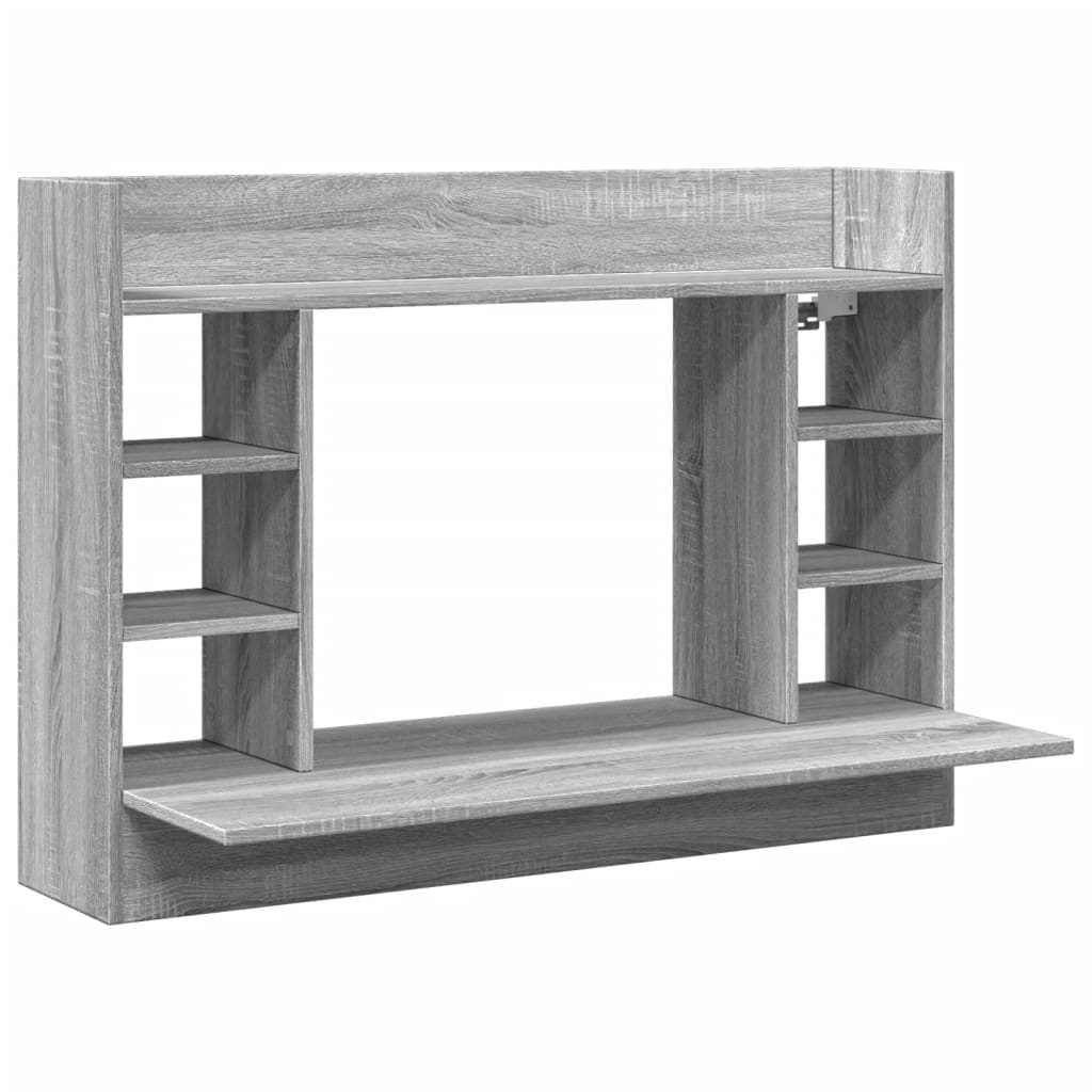 Veggmontert skrivebord grå sonoma 105x48x75 cm konstruert tre