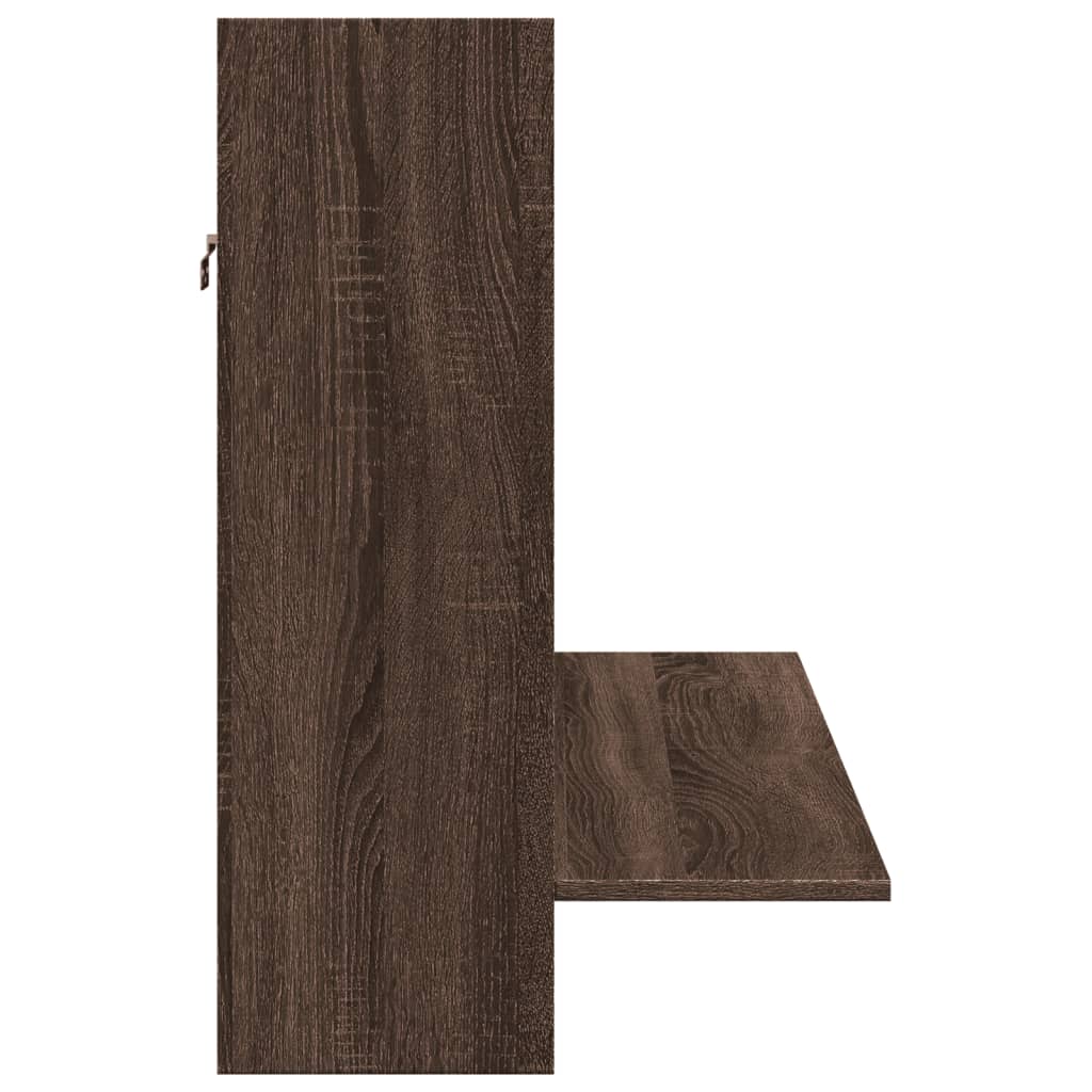 Veggmontert skrivebord brun eik 105x48x75 cm konstruert tre