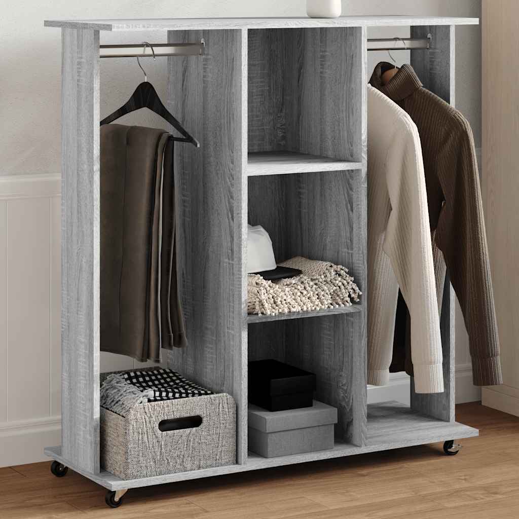 Garderobe med hjul grå sonoma 102x38x110 cm konstruert tre