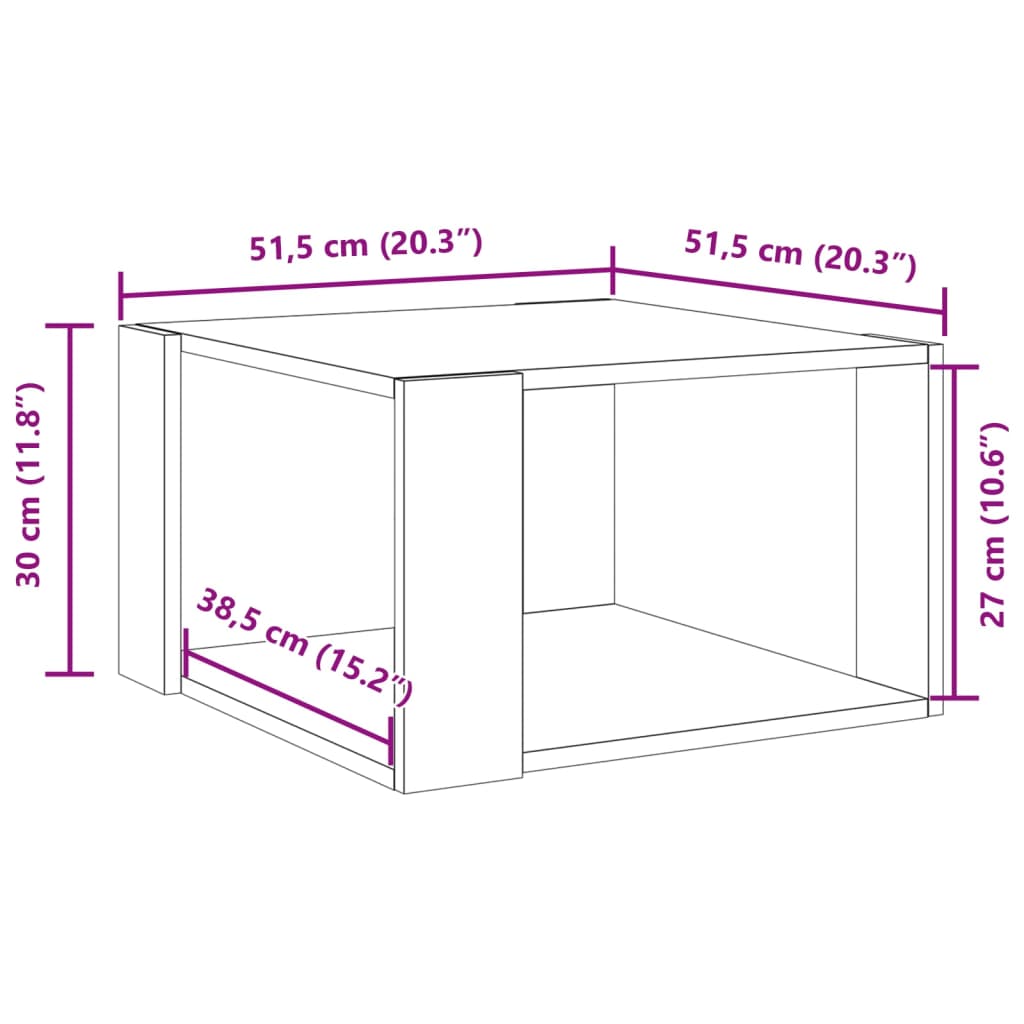 Salongbord brun eik 51,5x51,5x30 cm konstruert tre