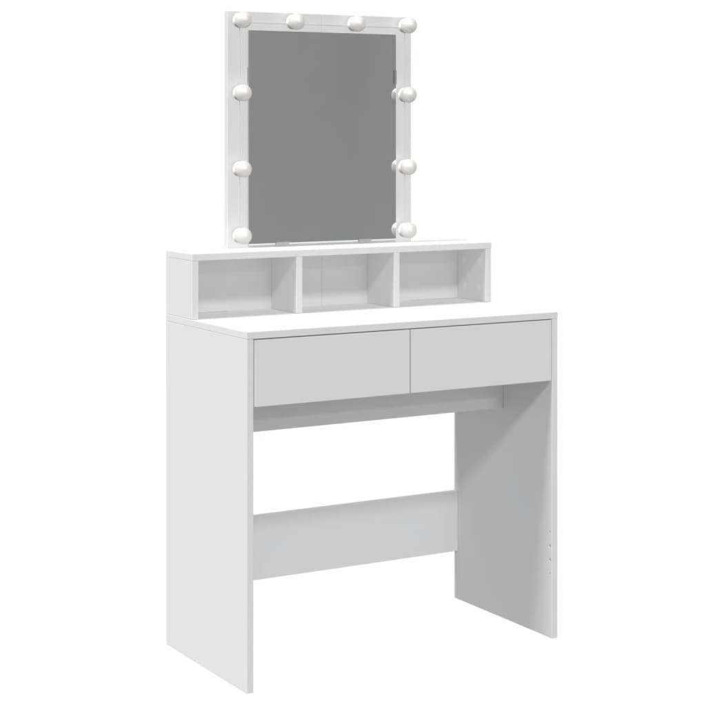 Sminkebord med LED hvit 80x41x144,5 cm