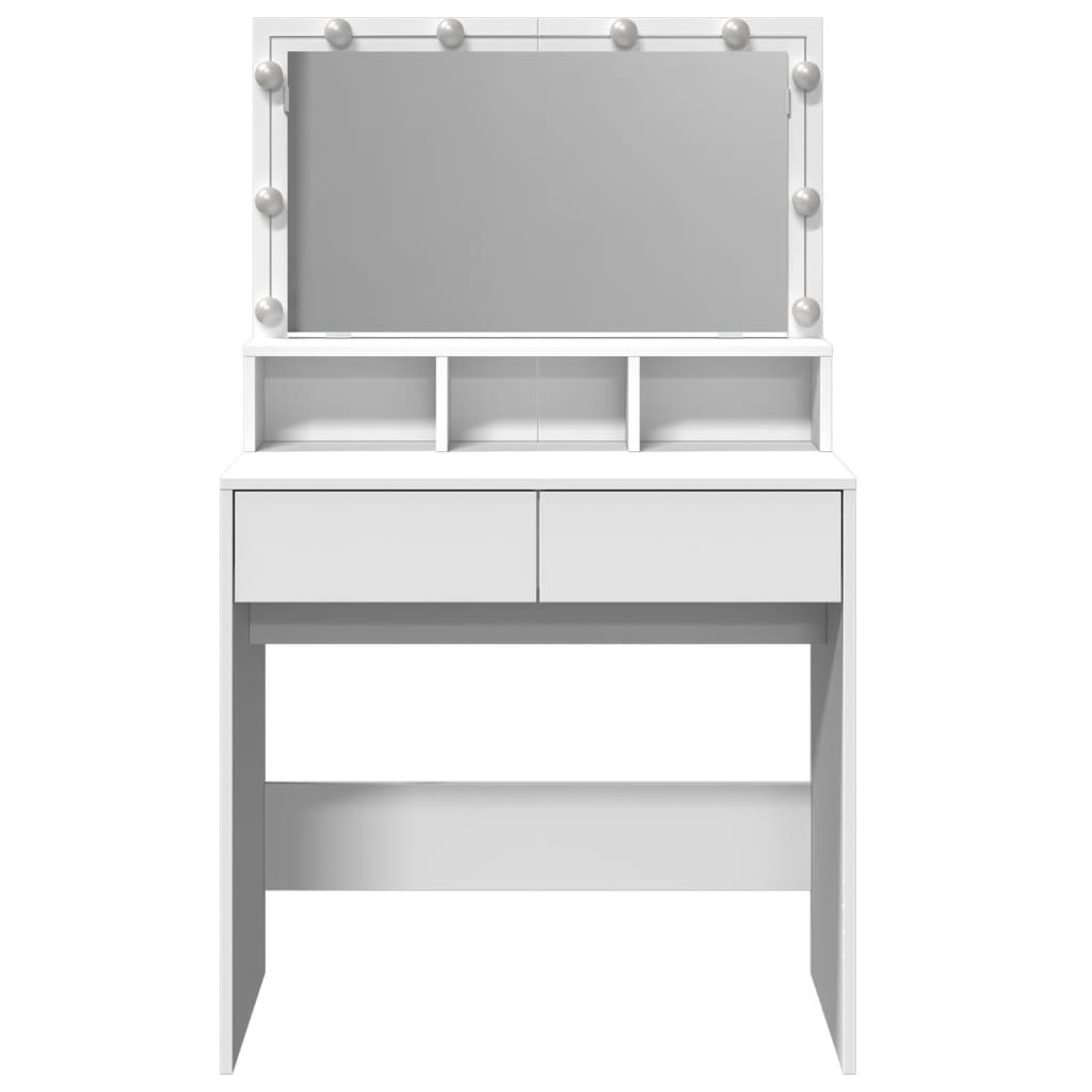 Sminkebord med LED hvit 80x41x134,5 cm