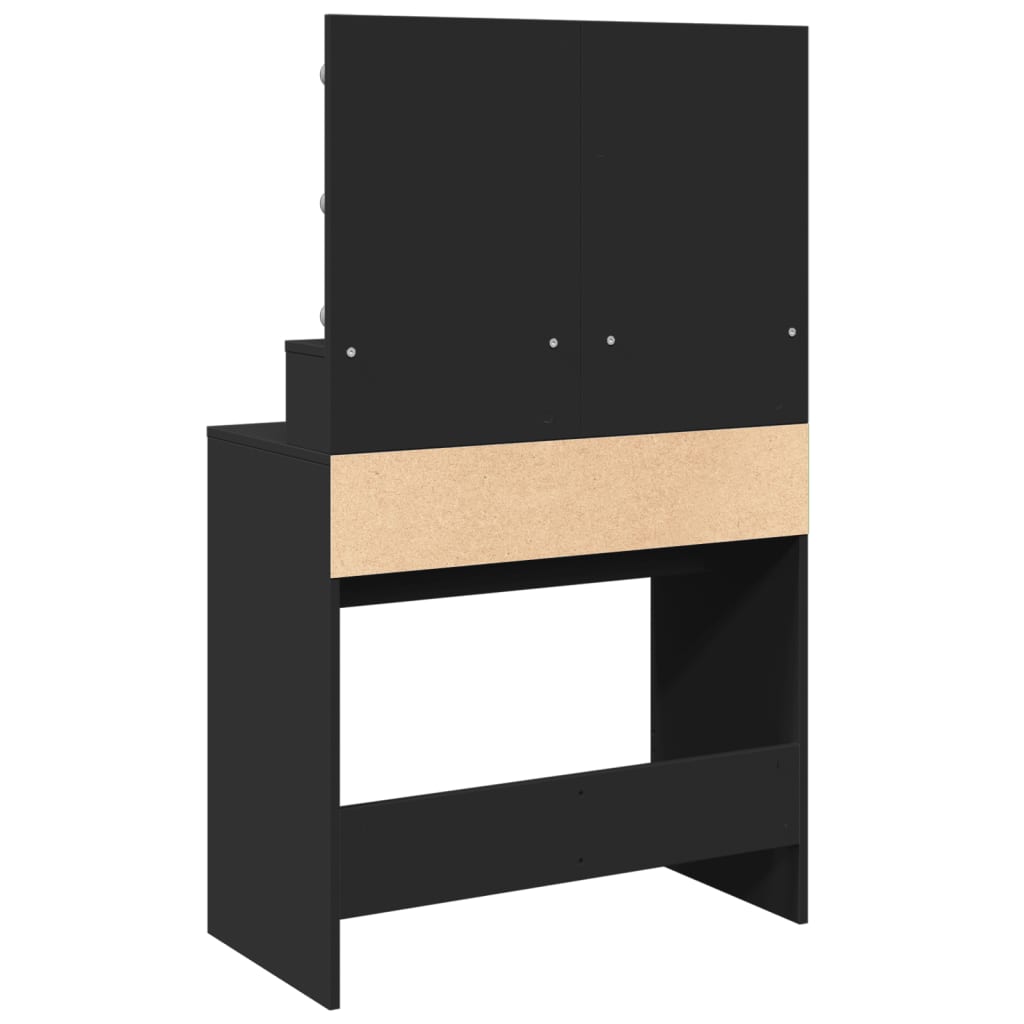 Sminkebord med LED svart 80x41x134,5 cm