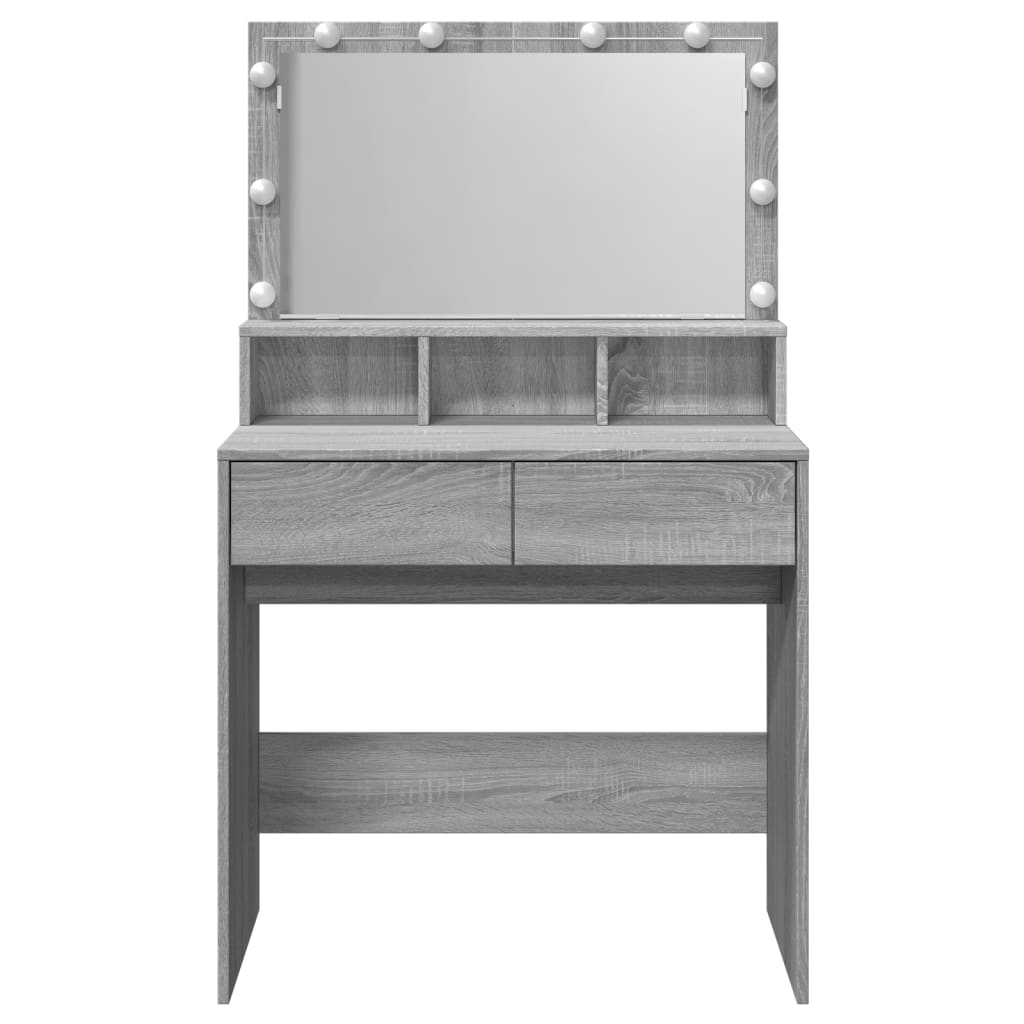 Sminkebord med LED grå sonoma 80x41x134,5 cm