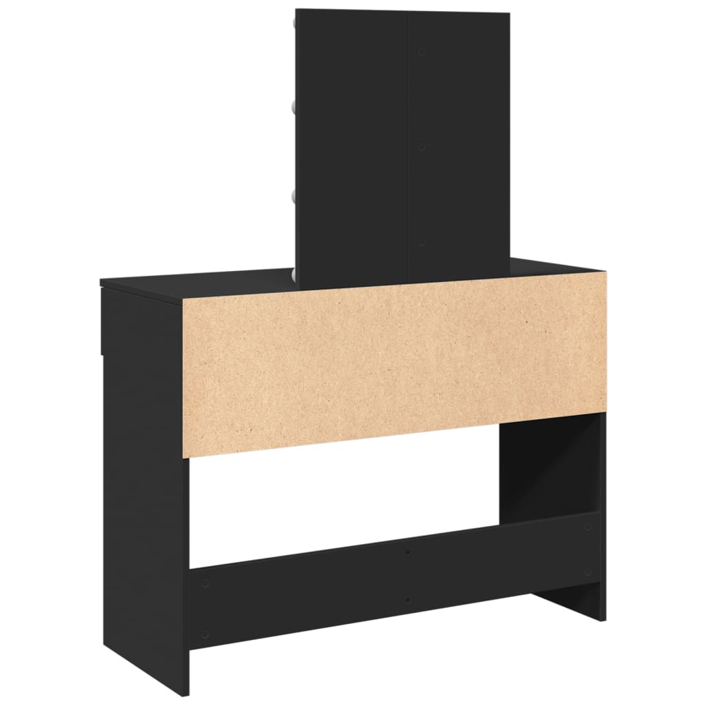 Sminkebord med LED svart 100x40x130 cm