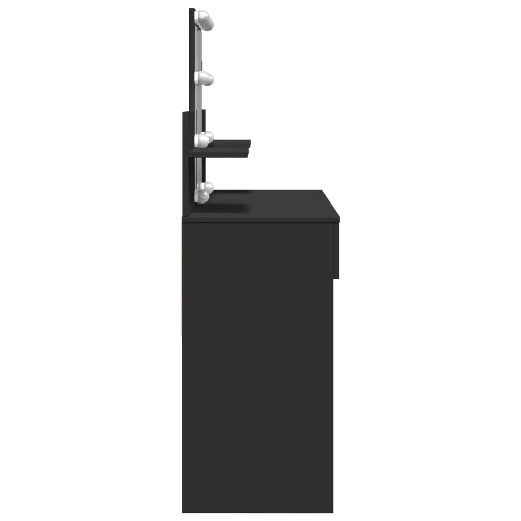 Sminkebord med LED svart 100x40x130 cm