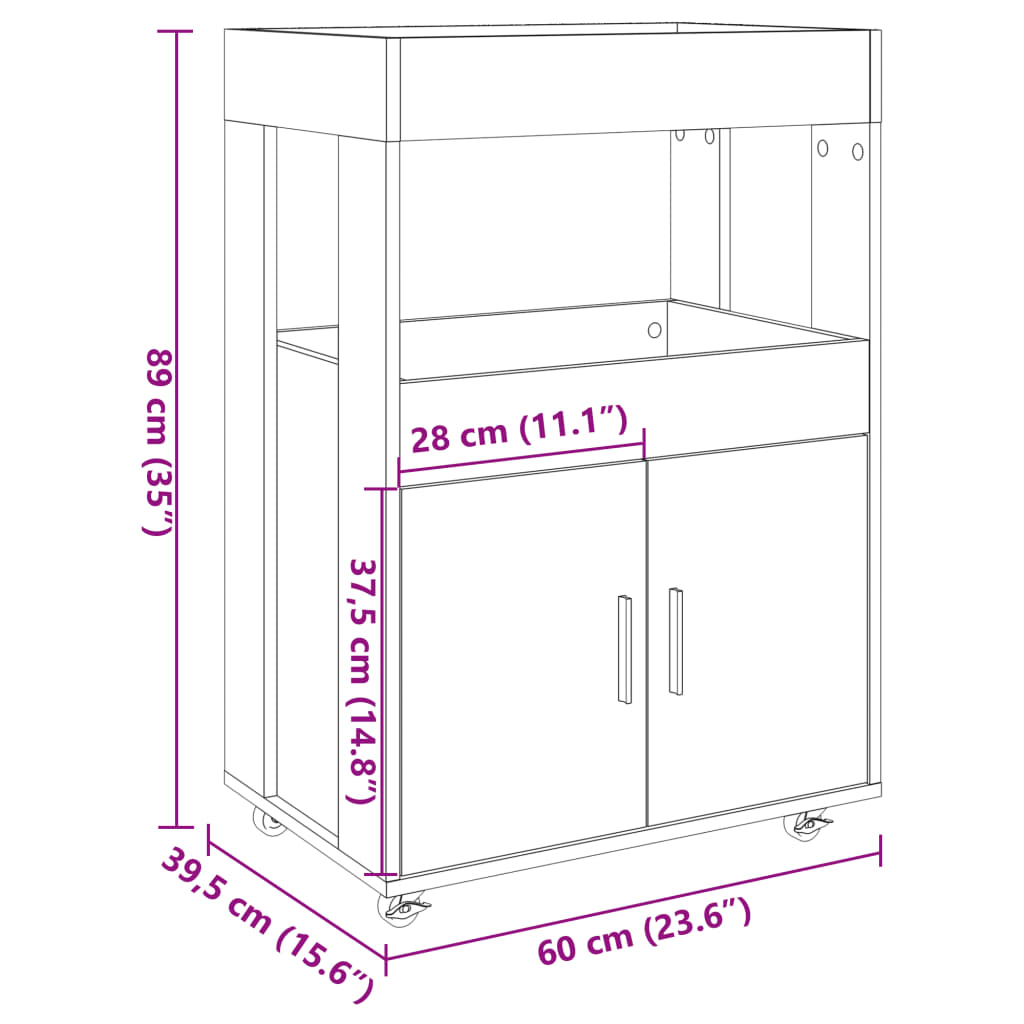 Bartralle hvit 60x39,5x89 cm konstruert tre