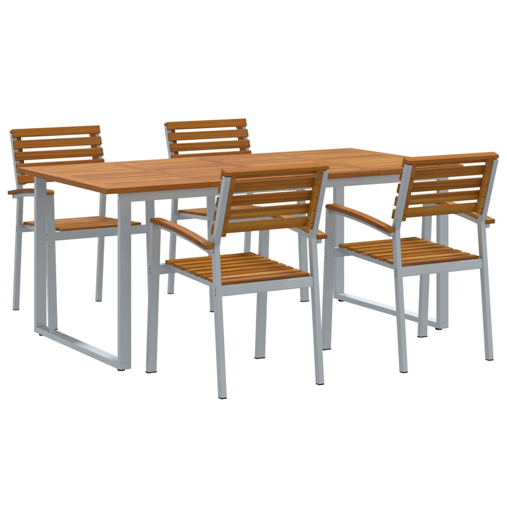 Hage Spisegruppe 5 stk. Grå Solid akasietre