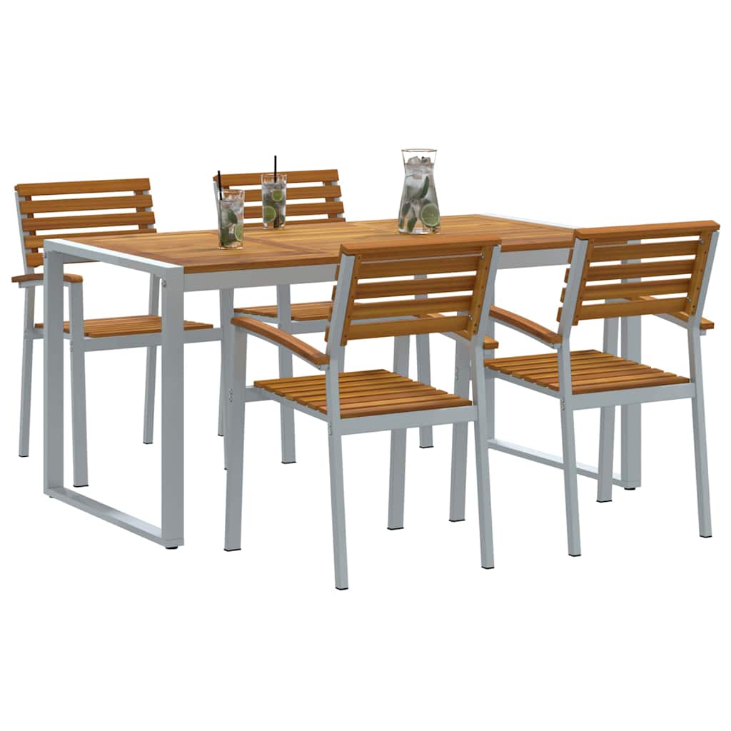 Hage Spisegruppe 5 pcs Grå Solid akasietre