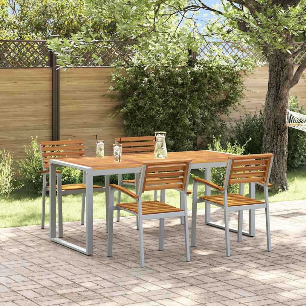 Hage Spisegruppe 5 pcs Grå Solid akasietre