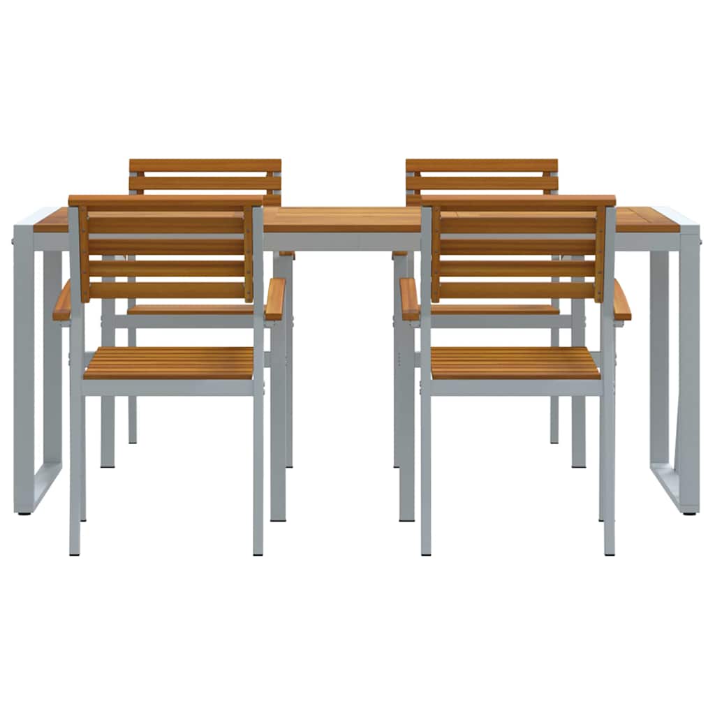 Hage Spisegruppe 5 pcs Grå Solid akasietre