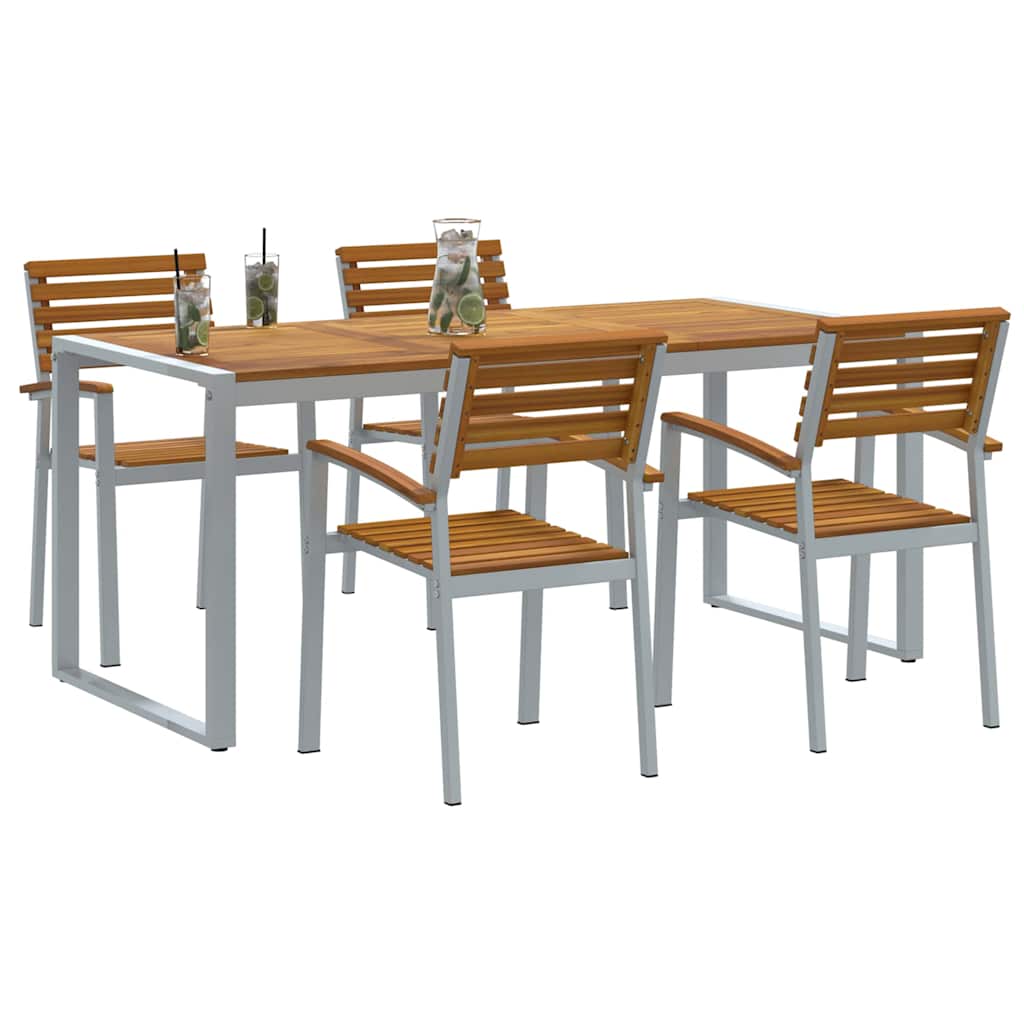 Hage Spisegruppe 5 pcs Grå Solid akasietre
