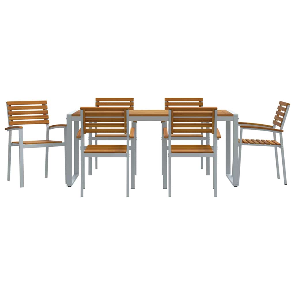 Hage Spisegruppe 7 pcs Grå Solid akasietre