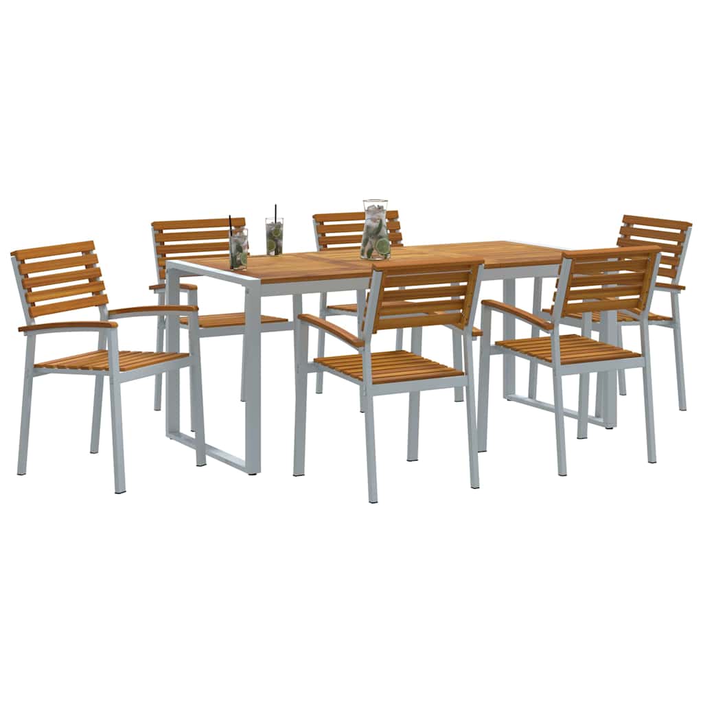 Hage Spisegruppe 7 pcs Grå Solid akasietre