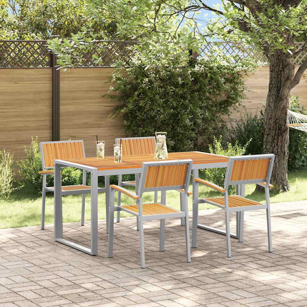 Hage Spisegruppe 5 pcs Grå Solid akasietre
