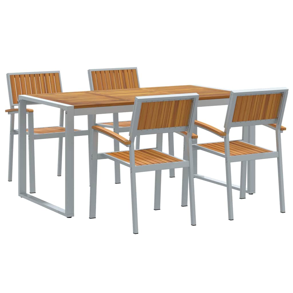 Hage Spisegruppe 5 pcs Grå Solid akasietre
