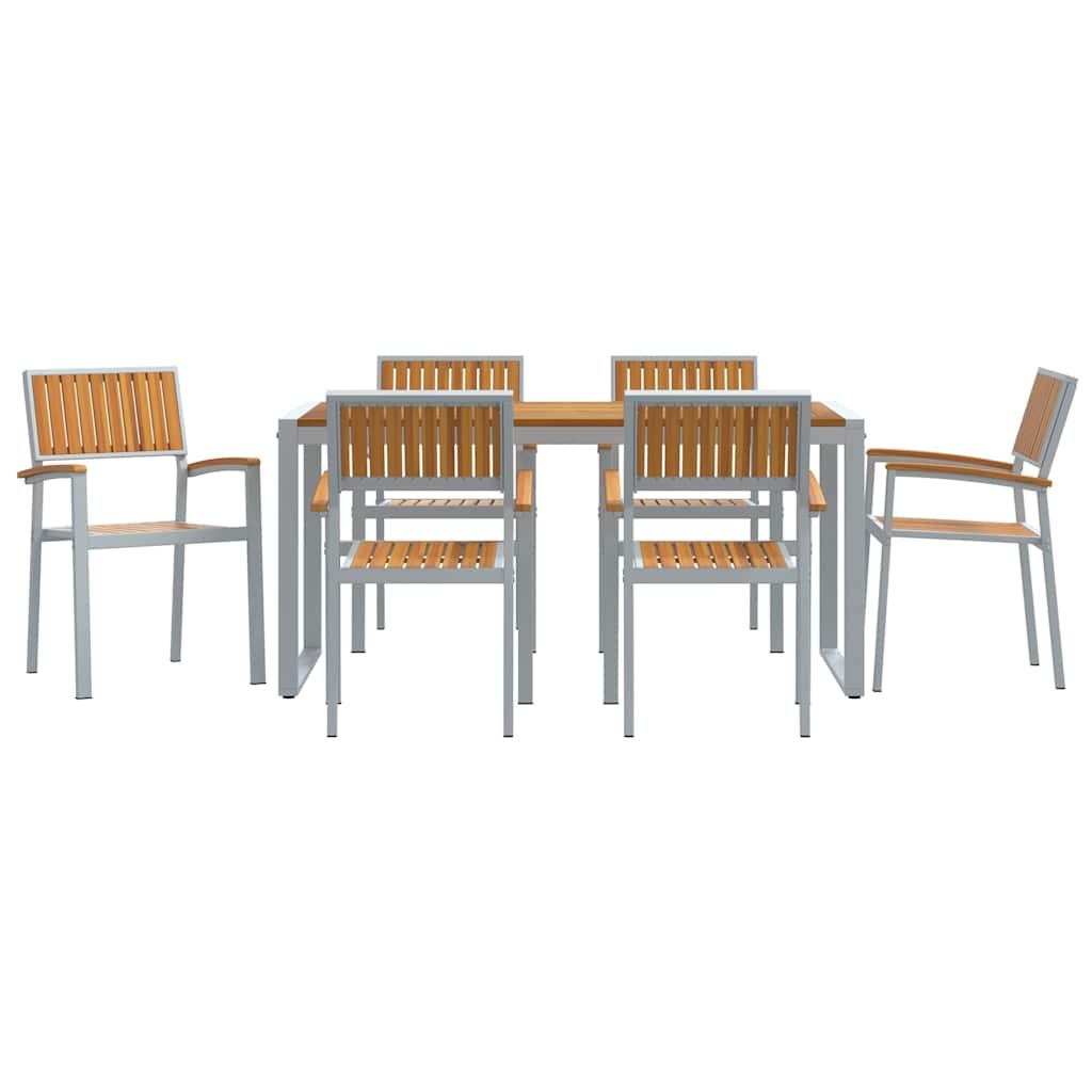 Hage Spisegruppe 7 pcs Grå Solid akasietre