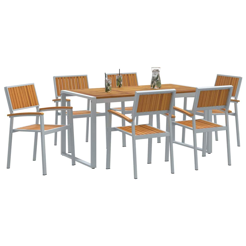 Hage Spisegruppe 7 pcs Grå Solid akasietre