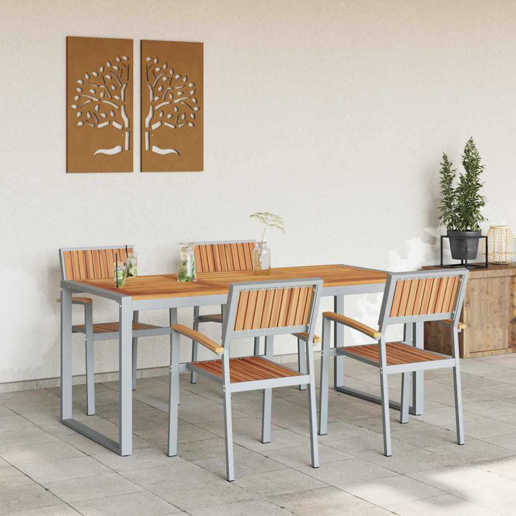Hage Spisegruppe 5 pcs Grå Solid akasietre