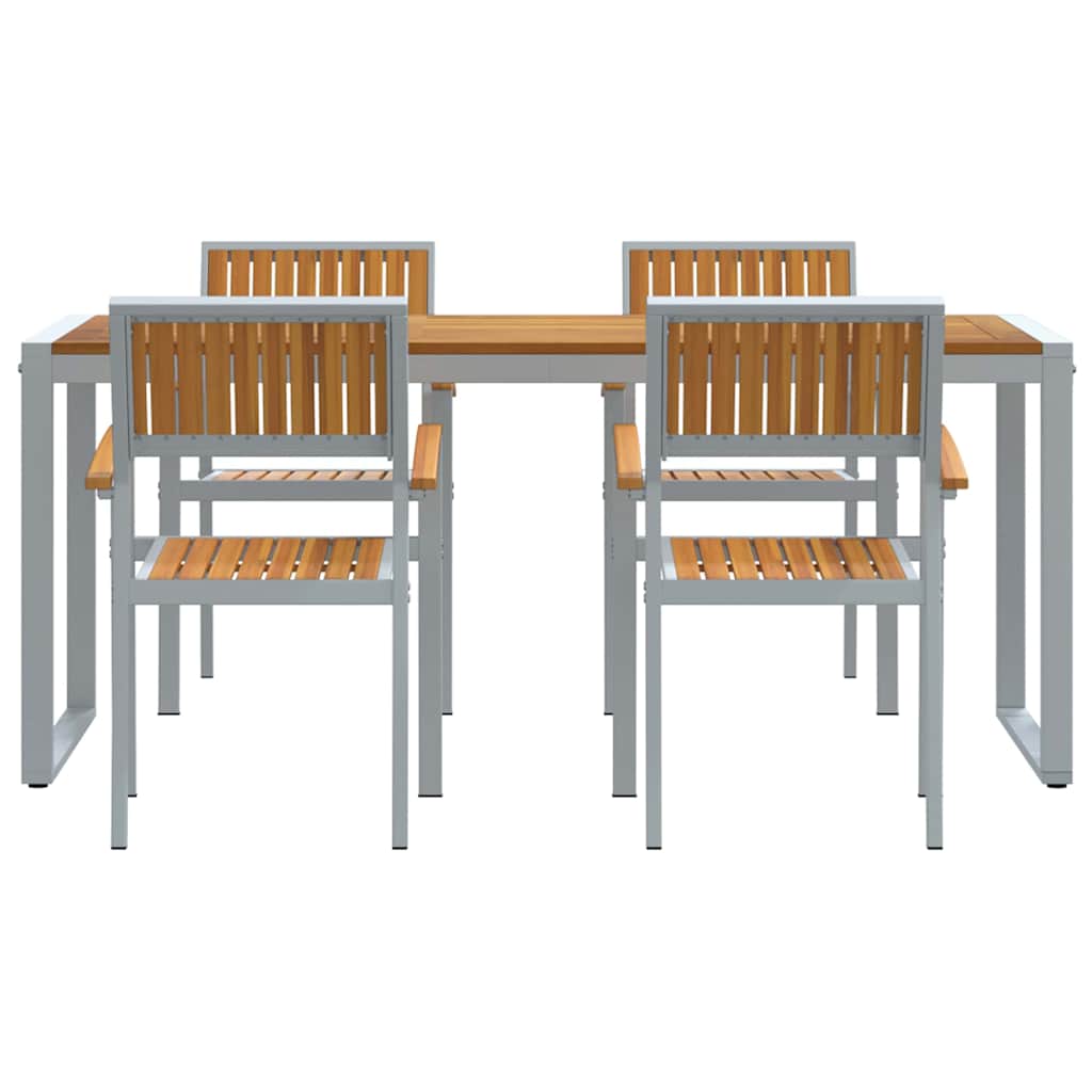 Hage Spisegruppe 5 pcs Grå Solid akasietre