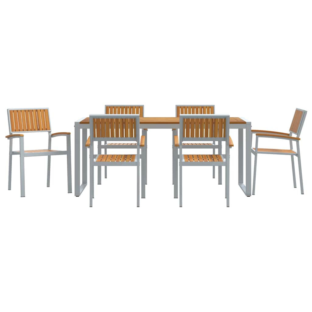 Hage Spisegruppe 7 pcs Grå Solid akasietre