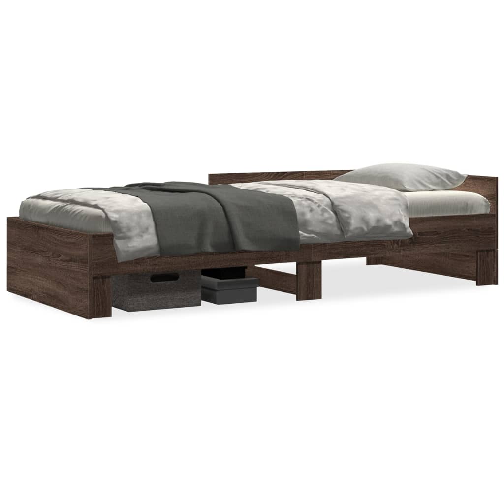 Sengeramme uten madrass brun eik 100x200 cm konstruert tre