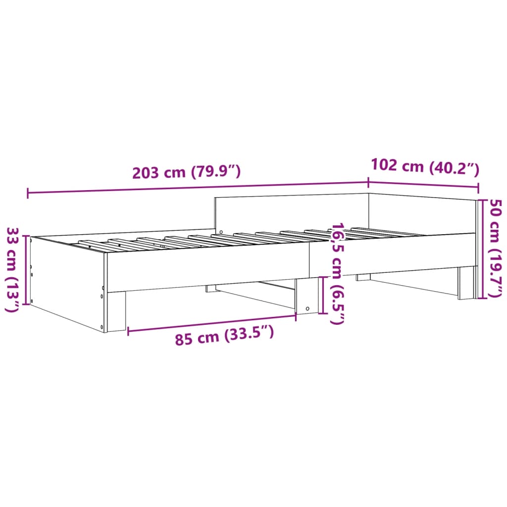 Sengeramme uten madrass brun eik 100x200 cm konstruert tre