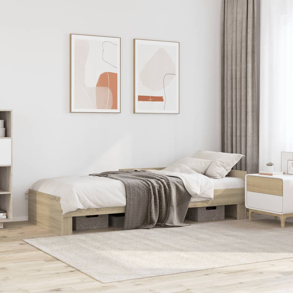 Sengeramme uten madrass sonoma eik 90x190 cm konstruert tre
