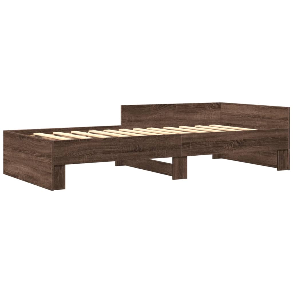 Sengeramme uten madrass brun eik 75x190 cm konstruert tre