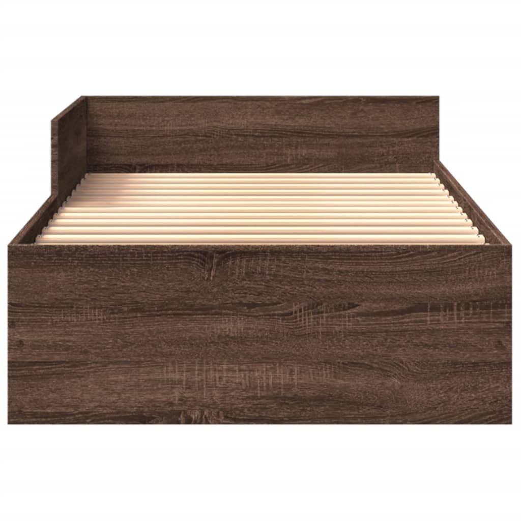 Sengeramme uten madrass brun eik 75x190 cm konstruert tre
