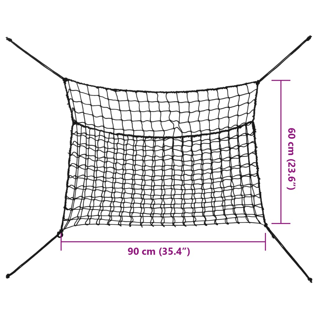 Høynett 2 stk rektangulær svart 90x60 cm PP