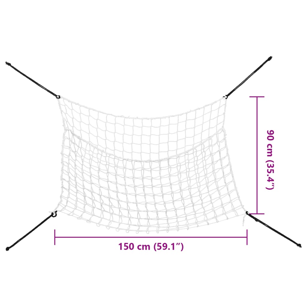 Høynett 2 stk rektangulær hvit 150x90 cm PP