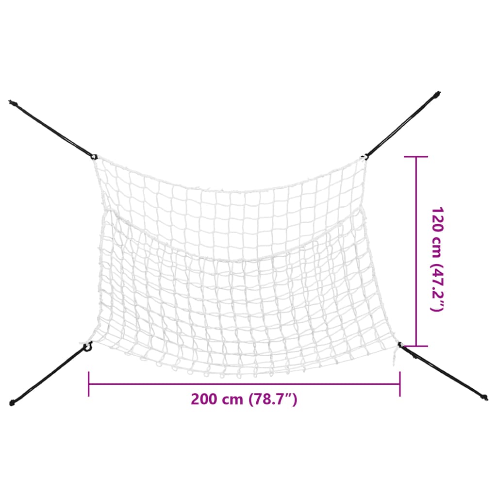 Høynett 2 stk rektangulær hvit 200x120 cm PP