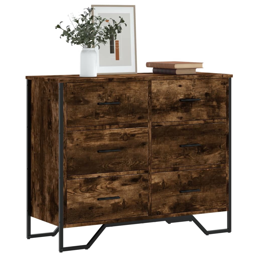 Kommode røkt eik 91x35,5x74,5 cm konstruert tre