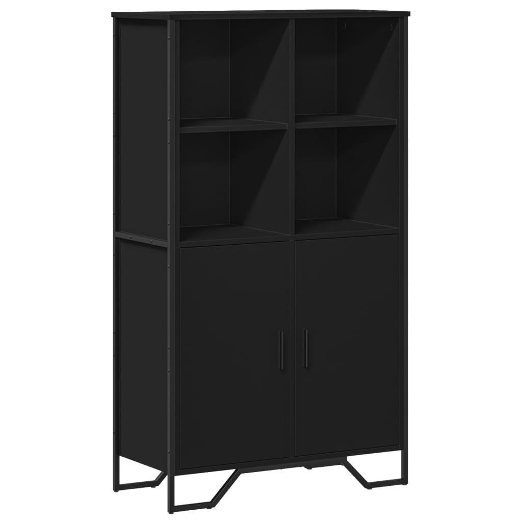 Highboard svart 79,5x35,5x137,5 cm konstruert tre