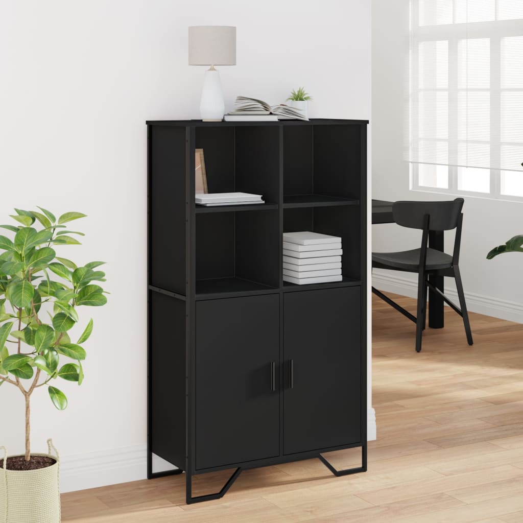 Highboard svart 79,5x35,5x137,5 cm konstruert tre
